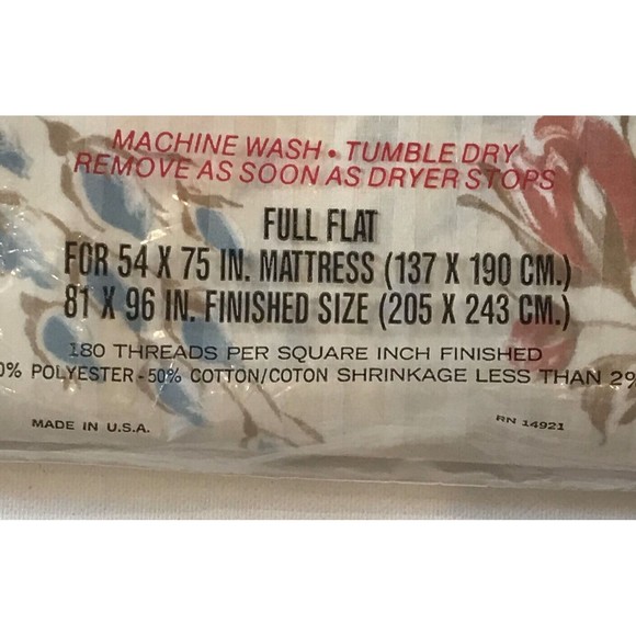 Vintage Meadowbrook No Iron Full Flat Sheet Floral Print New/Old Stock - Picture 3 of 3